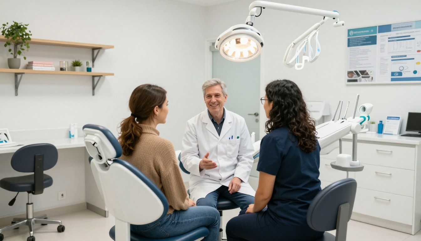 Comfortable consultation room where patients discuss anti-wrinkle treatment options with dental team
