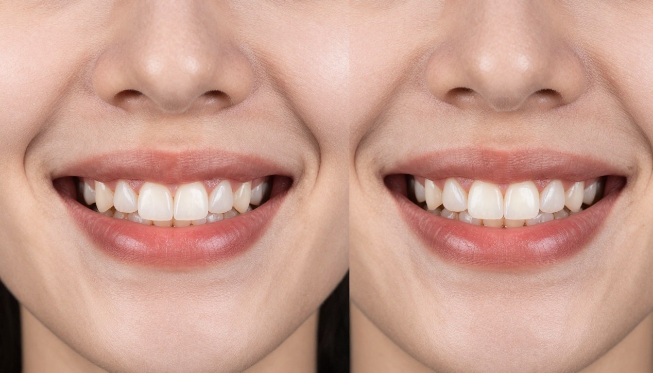 Comparison of smile before and after gummy smile correction treatment