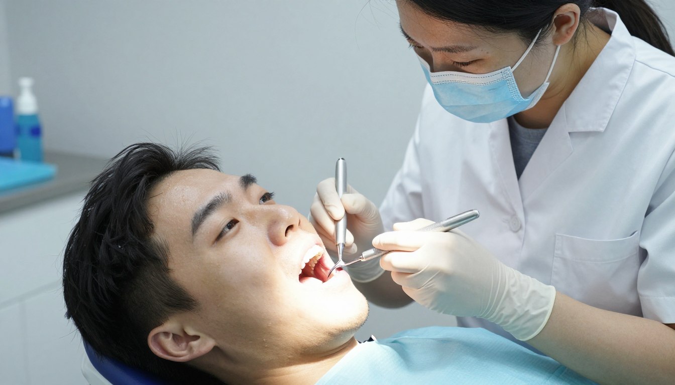 Dental hygienist performing professional cleaning