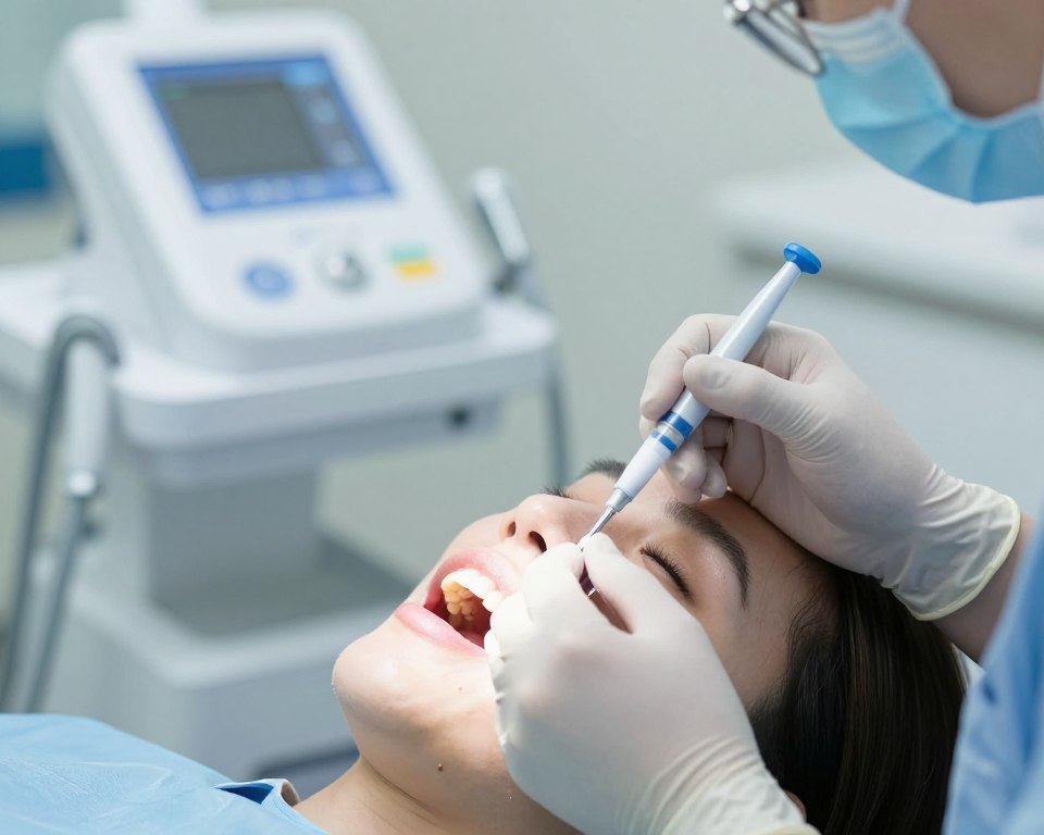 Dental professional performing precise facial injectable treatment on patient