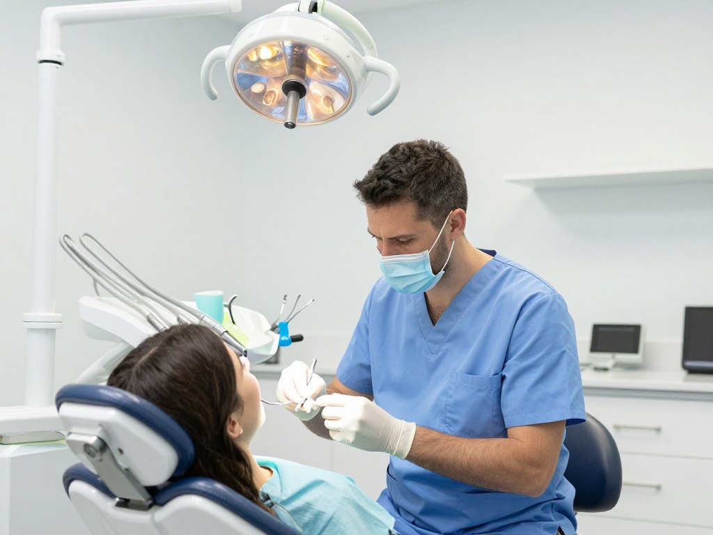 Dentist examining patient in modern Parramatta dental clinic