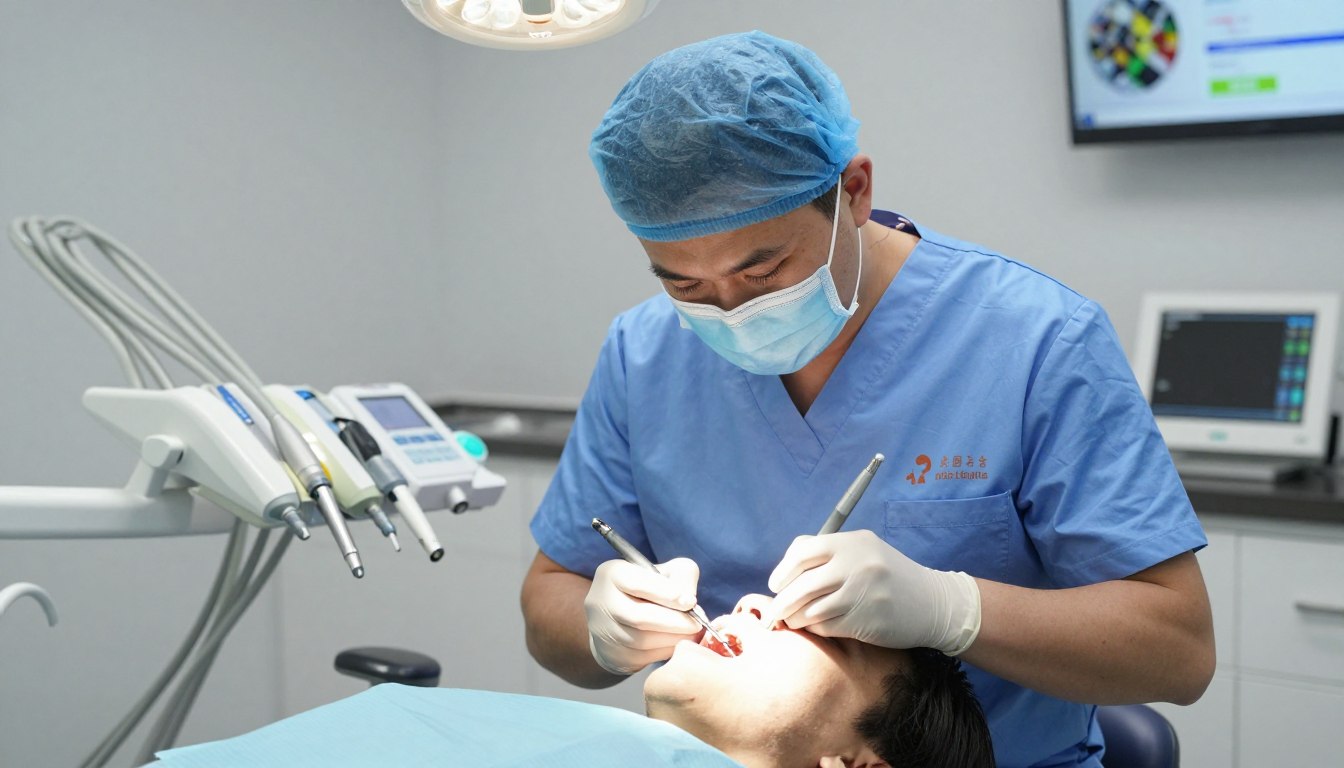 Emergency dental treatment being provided to patient in urgent care situation