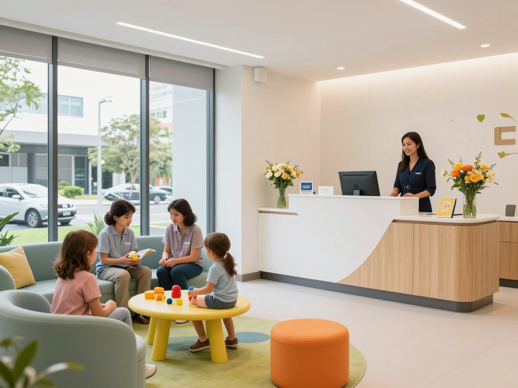 Family Dental Care Partners welcoming reception area with children's play space