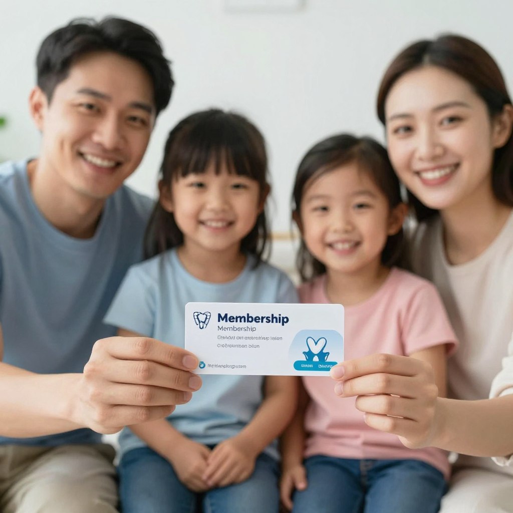 Happy family with dental savings