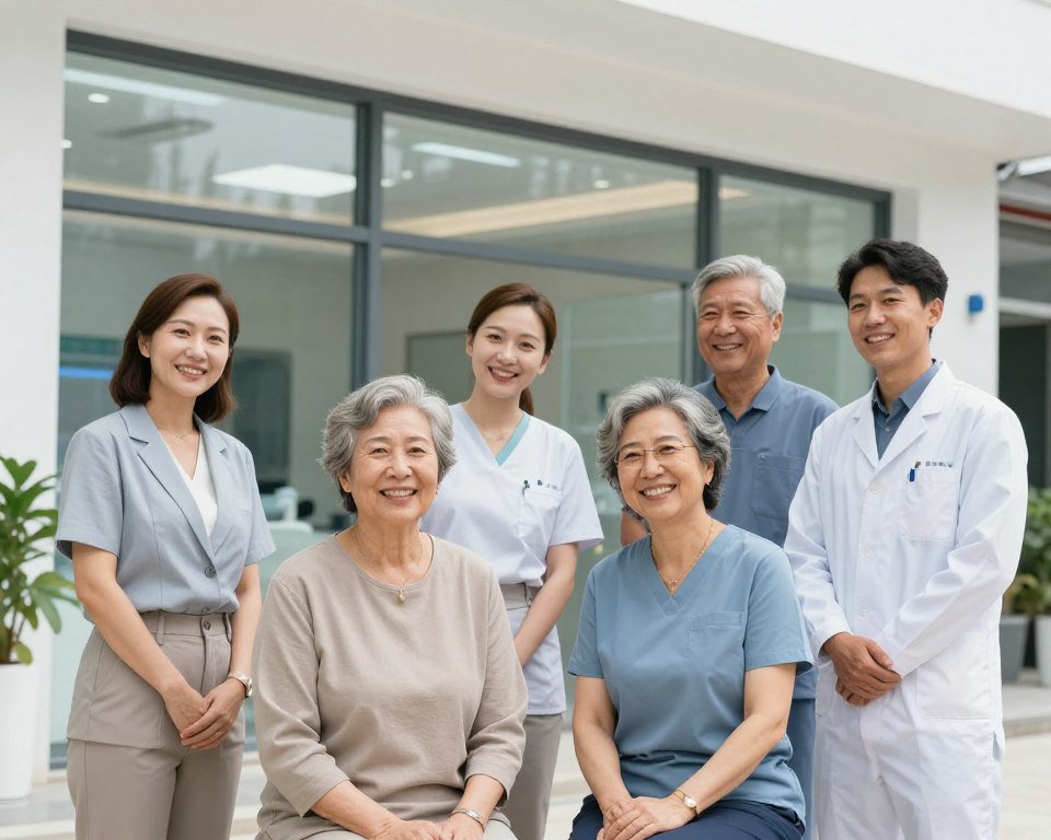Happy patients leaving dental clinic after successful treatment