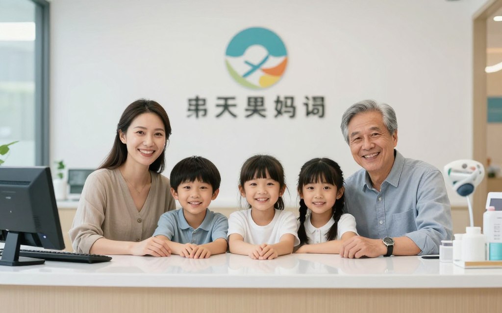 Multi-generational family at dental practice