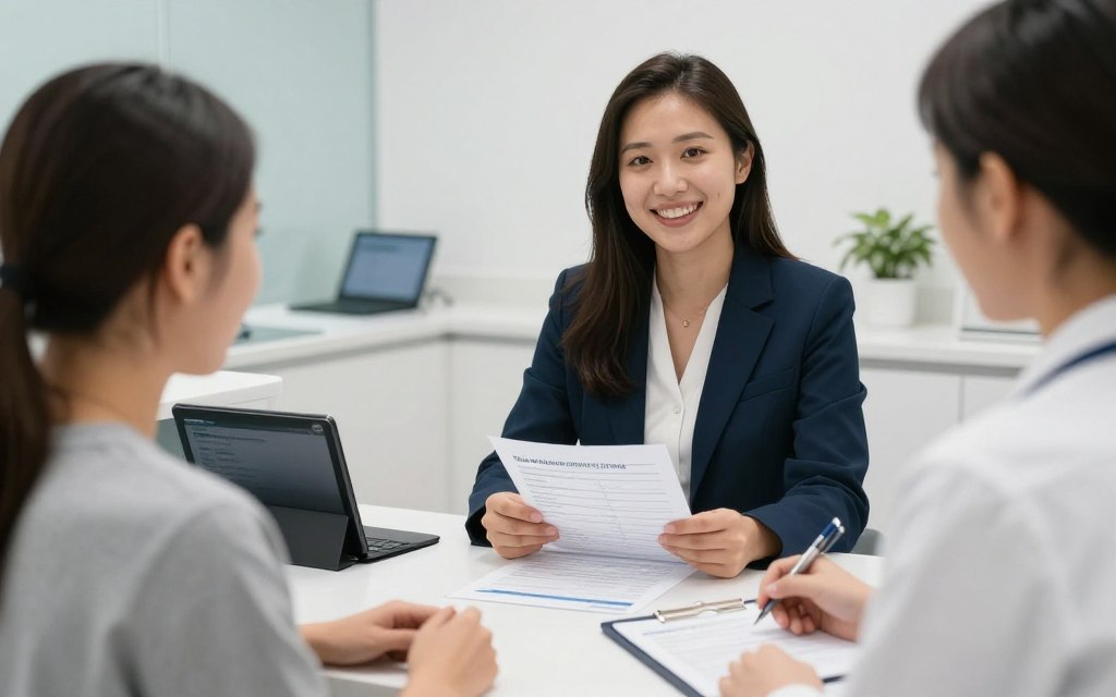 Patient discussing dental treatment costs and payment options with receptionist