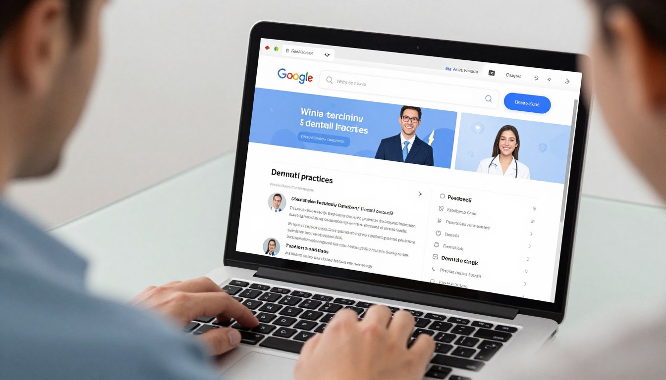 Person researching dentists online