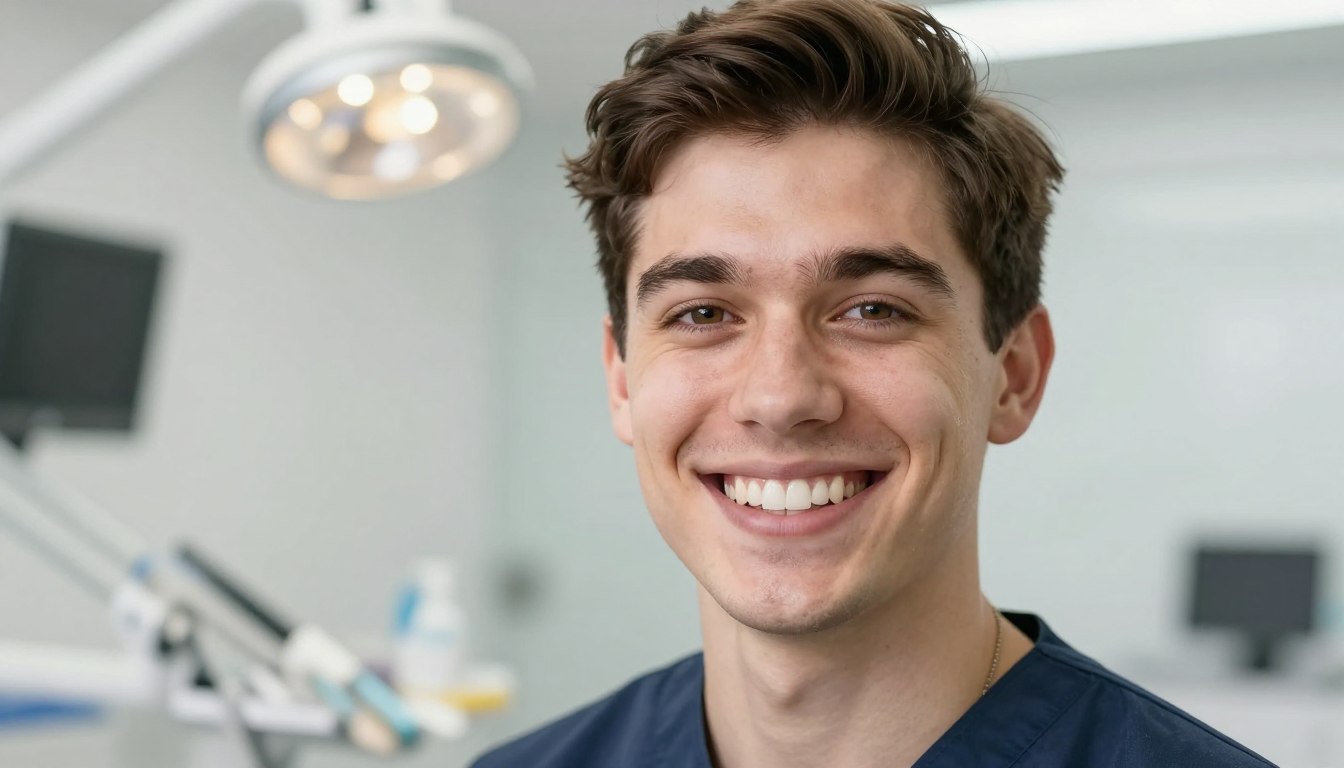 Smiling patient showing healthy teeth after successful wisdom teeth removal
