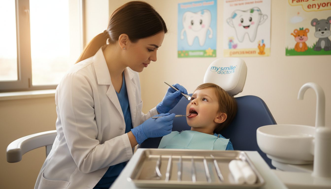 kids dentist assessing tongue tie