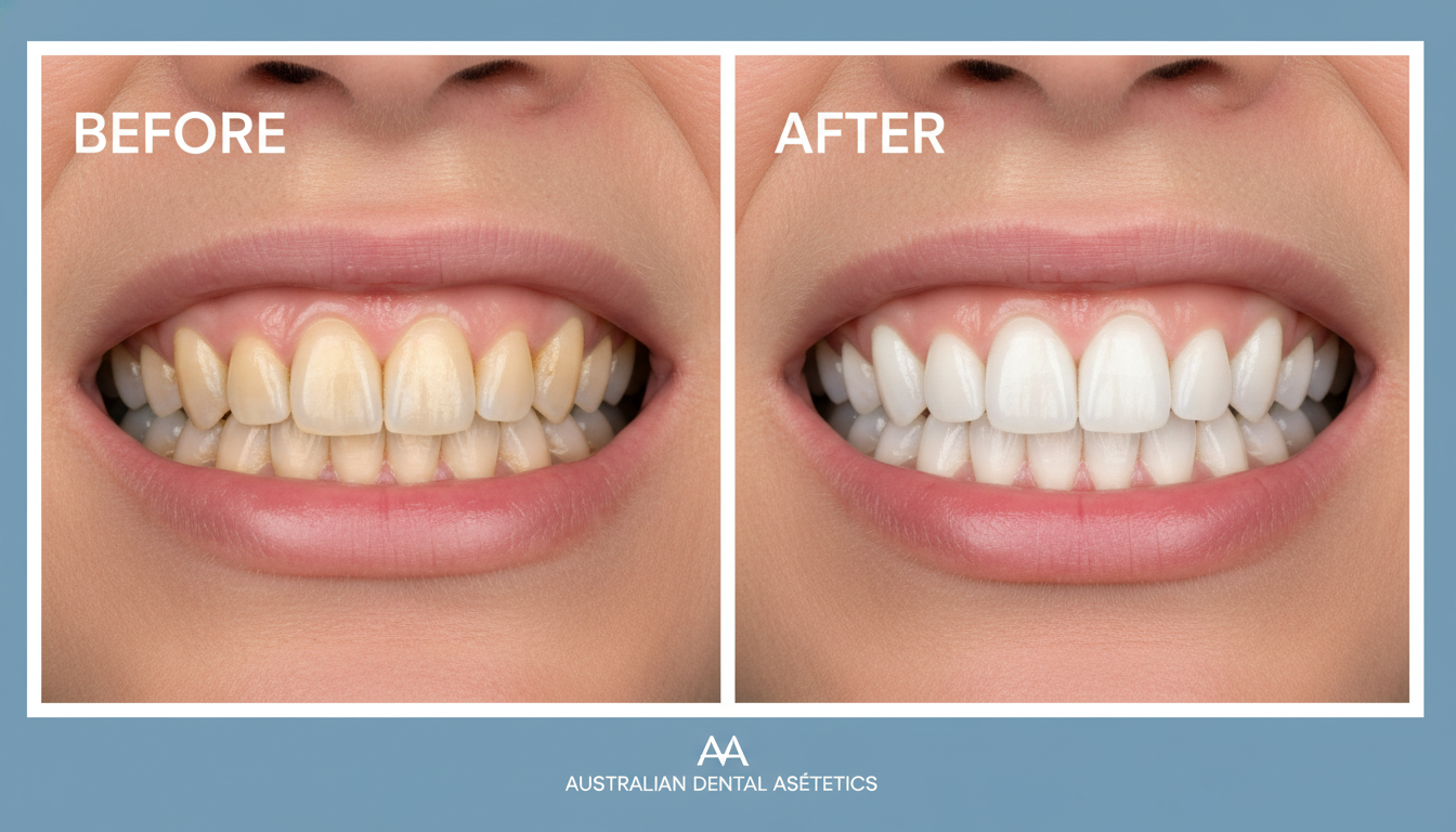Before and after teeth whitening results at My Smile Doctors Dentist Parramatta
