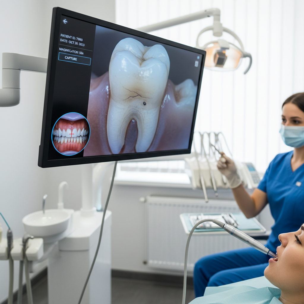 Intraoral camera showing detailed tooth images at My Smile Doctors