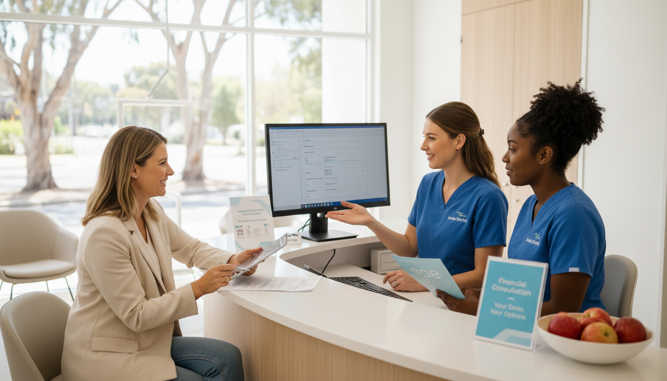 Patient discussing payment options with dental staff at My Smile Doctors
