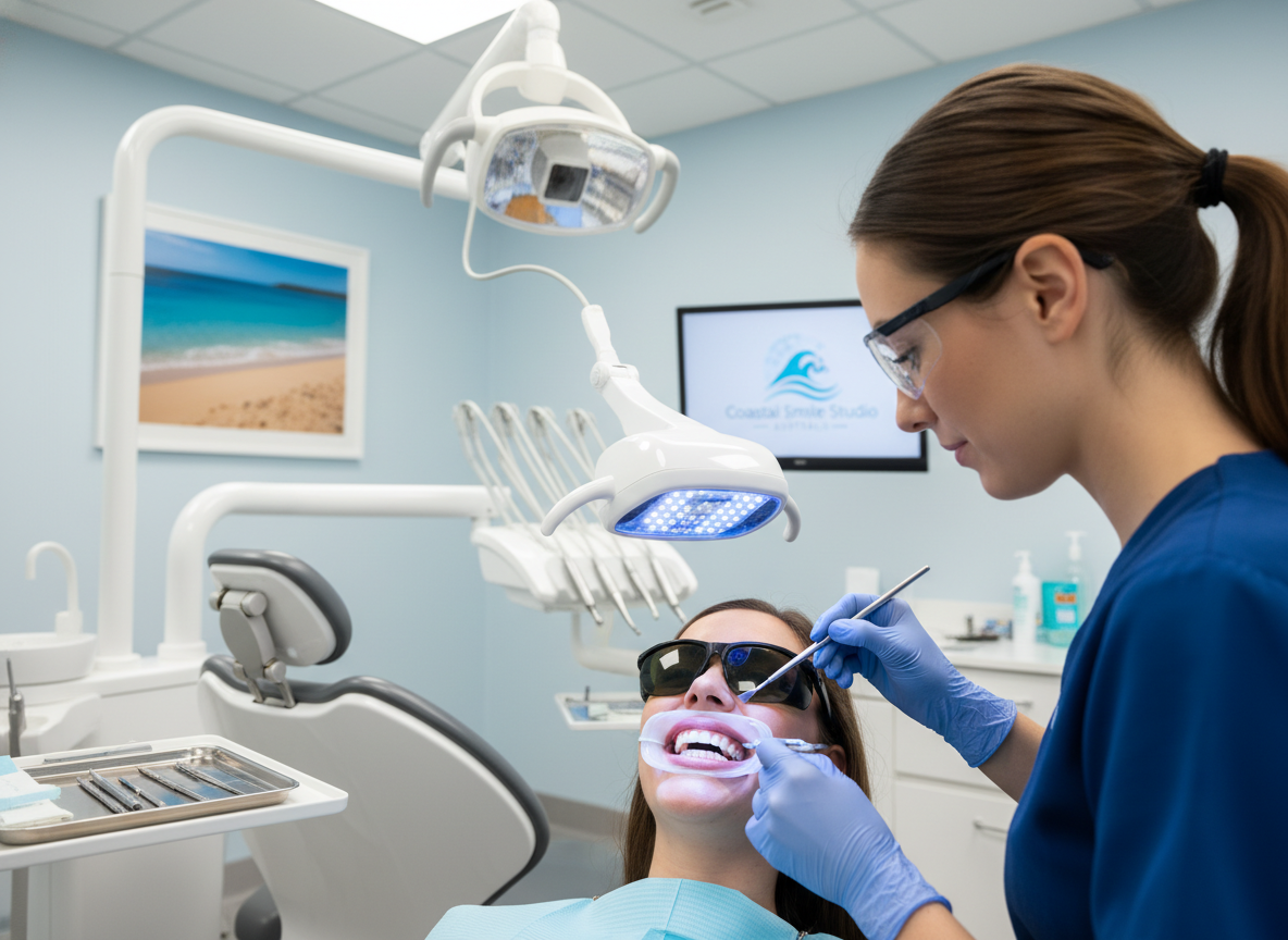 Patient receiving professional teeth whitening treatment at My Smile Doctors Parramatta dental clinic