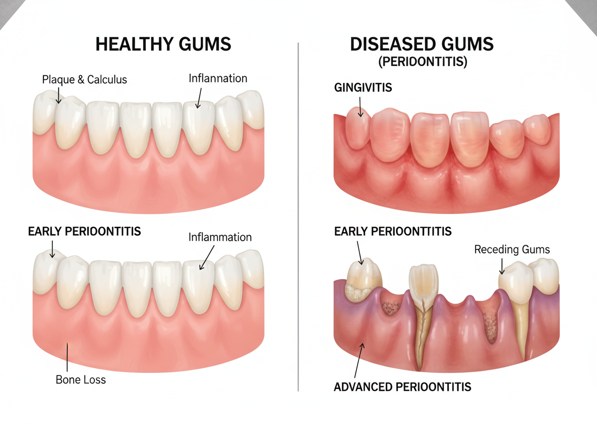 comparison of healthy gums versus gum disease comparison of healthy gums versus gum disease