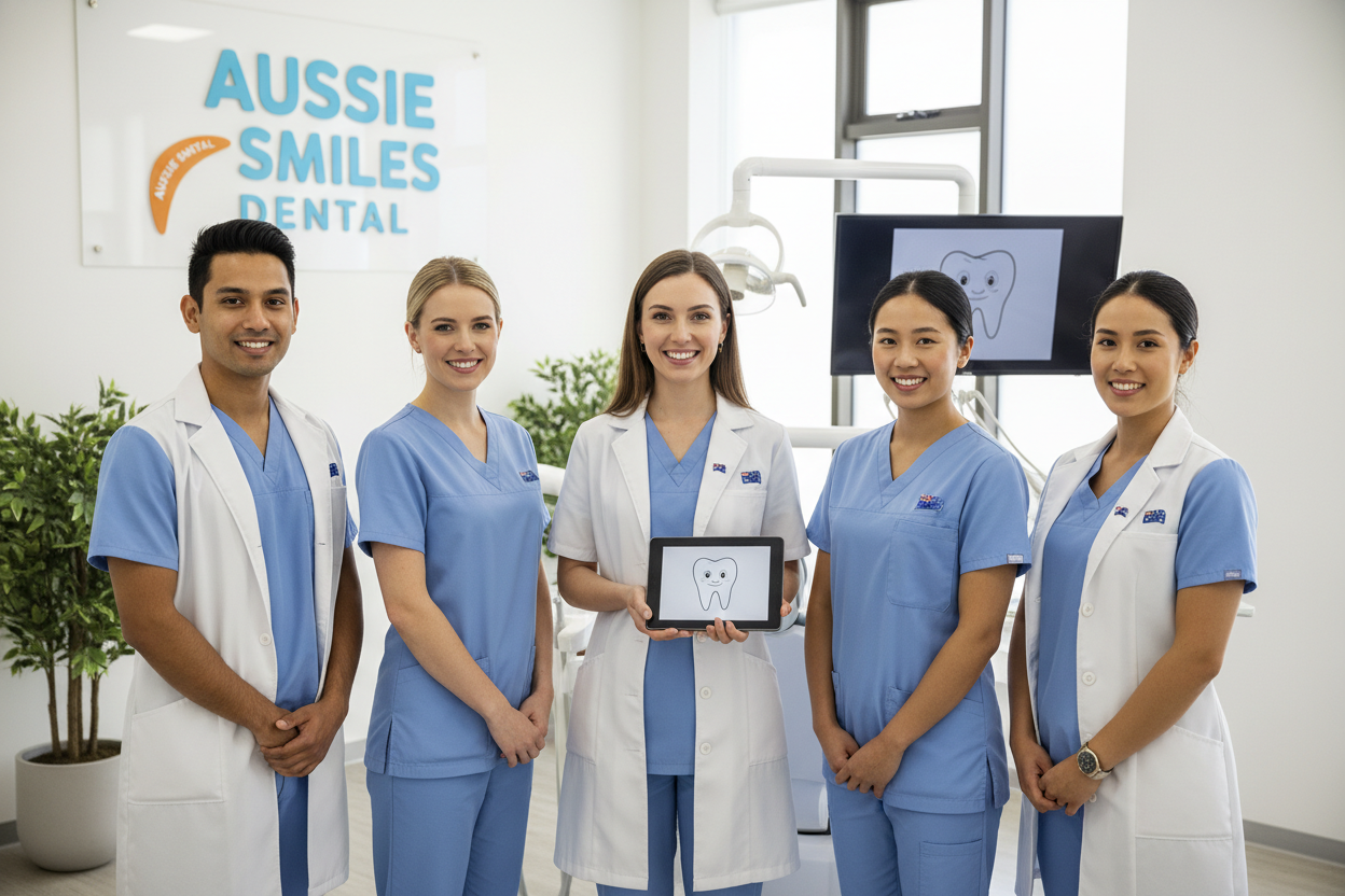 dental team standing together in modern clinic dental team standing together in modern clinic