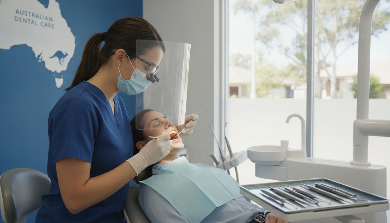 dentist performing comprehensive oral health examination dentist performing comprehensive oral health examination