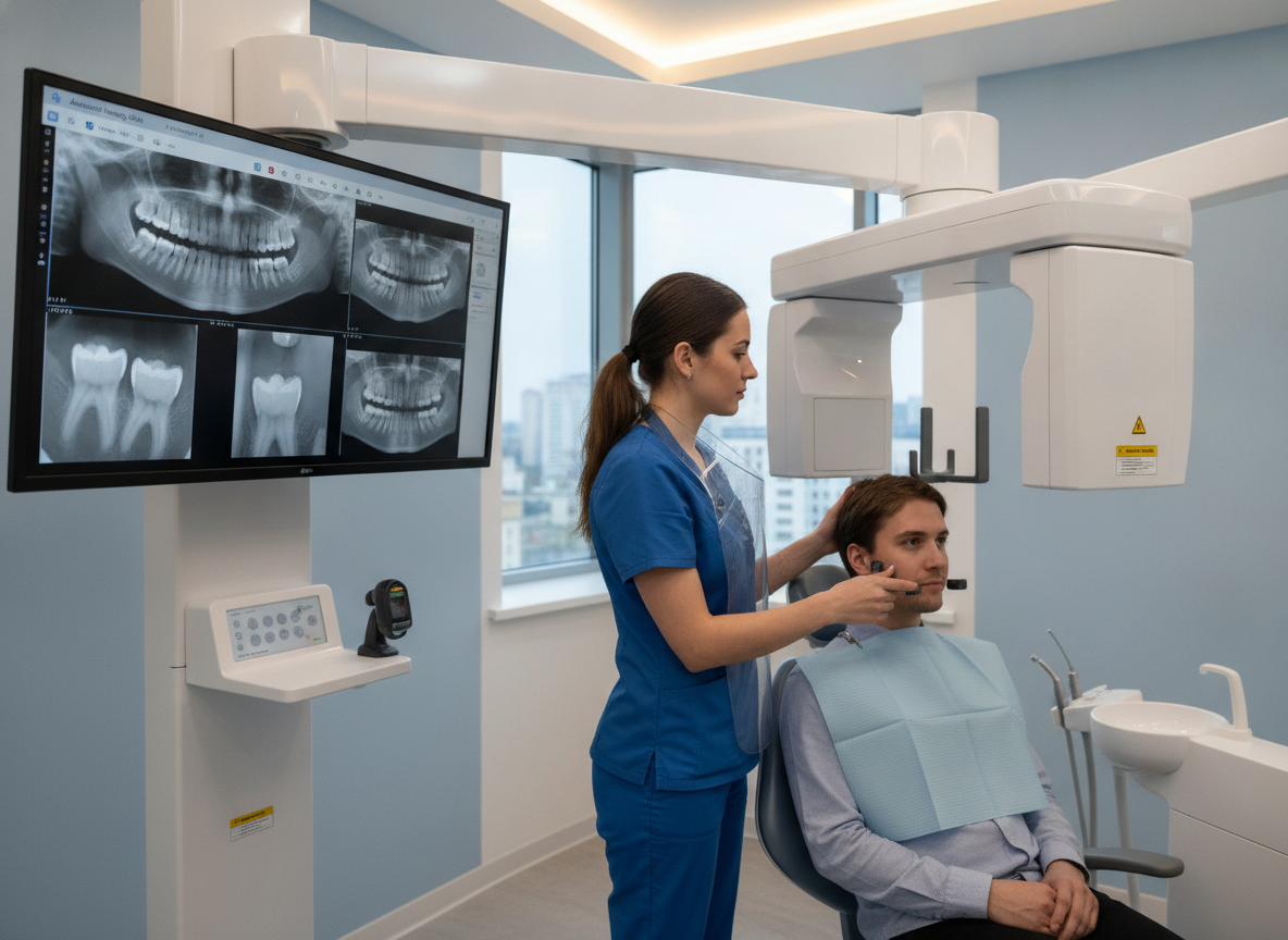 Digital X-ray technology showing reduced radiation exposure Digital X-ray technology showing reduced radiation exposure