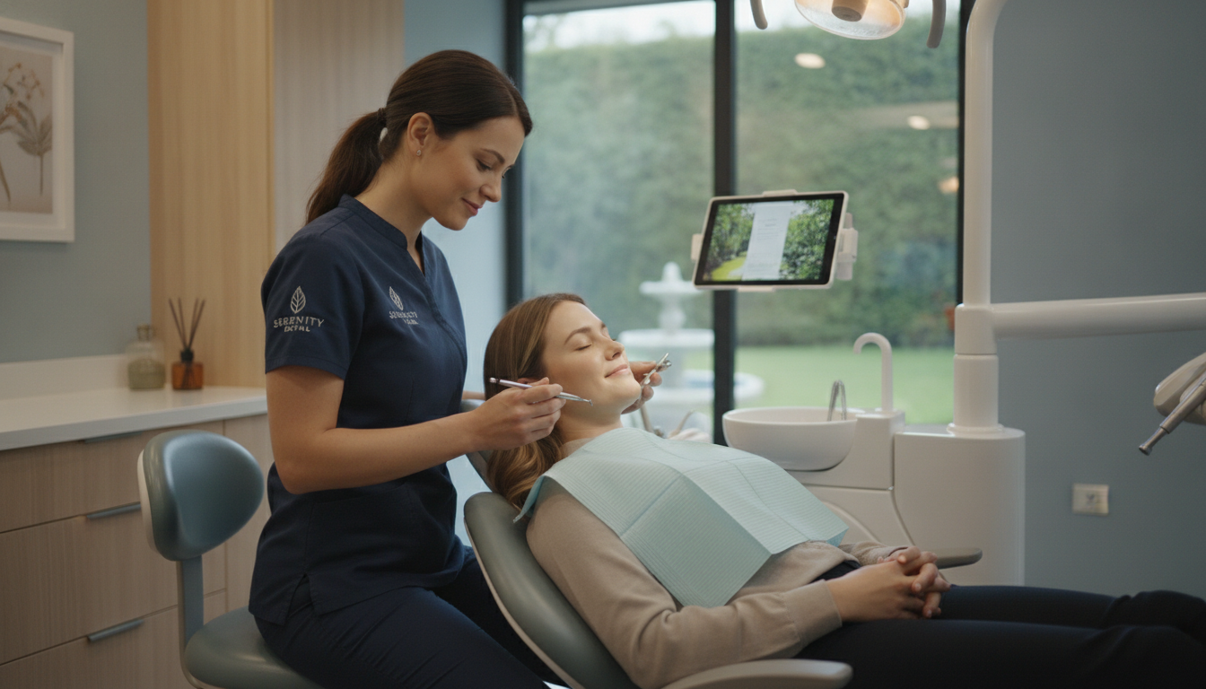 Relaxed patient receiving anxiety-free dental care Relaxed patient receiving anxiety-free dental care
