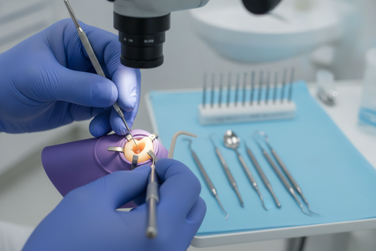Root canal therapy procedure saving infected tooth Root canal therapy procedure saving infected tooth